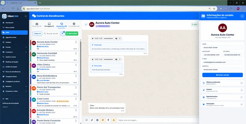 Contato no OibotCRM