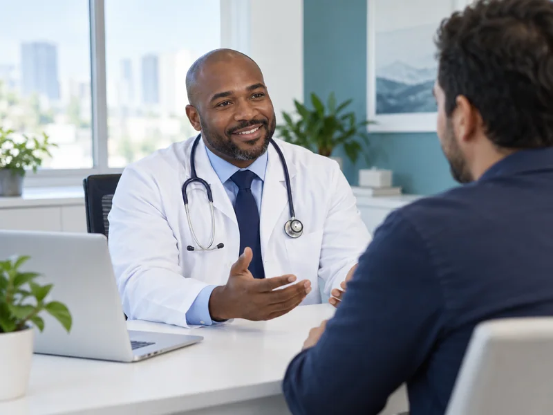 Médico fictício em atendimento